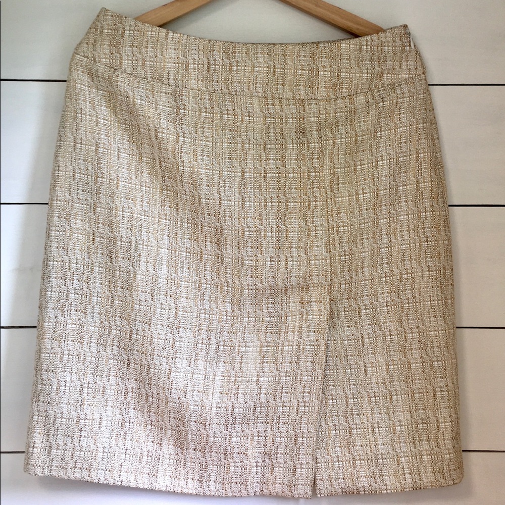 Bill Burns, Gold Tweed, Form-fitting, A-line Skirt